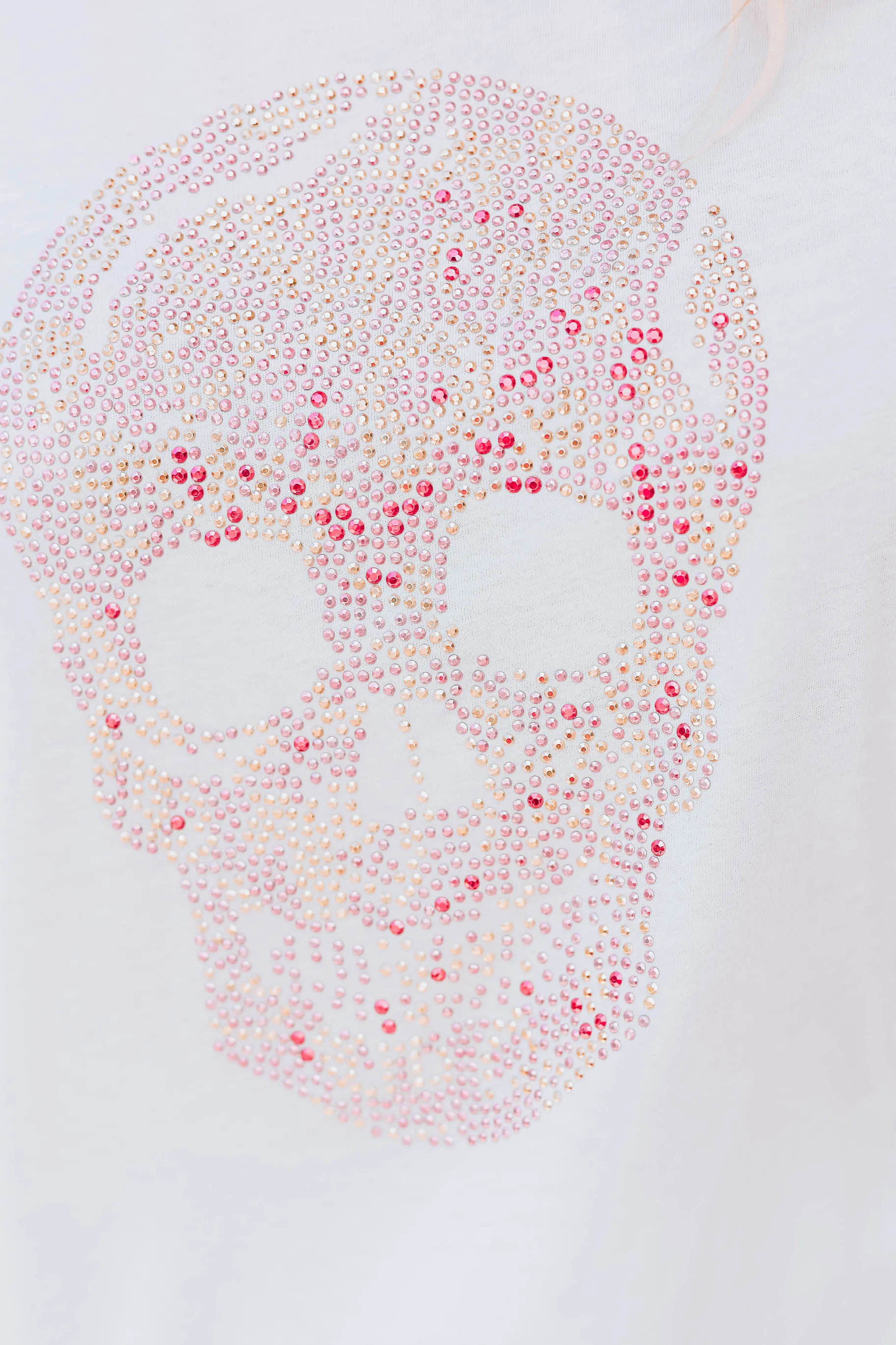 Artsy Studded Skull Tee - White