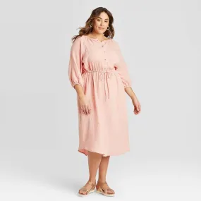 Ava & Viv Women's Plus Size Long Sleeve Gauze Button-Front Dress 78326250