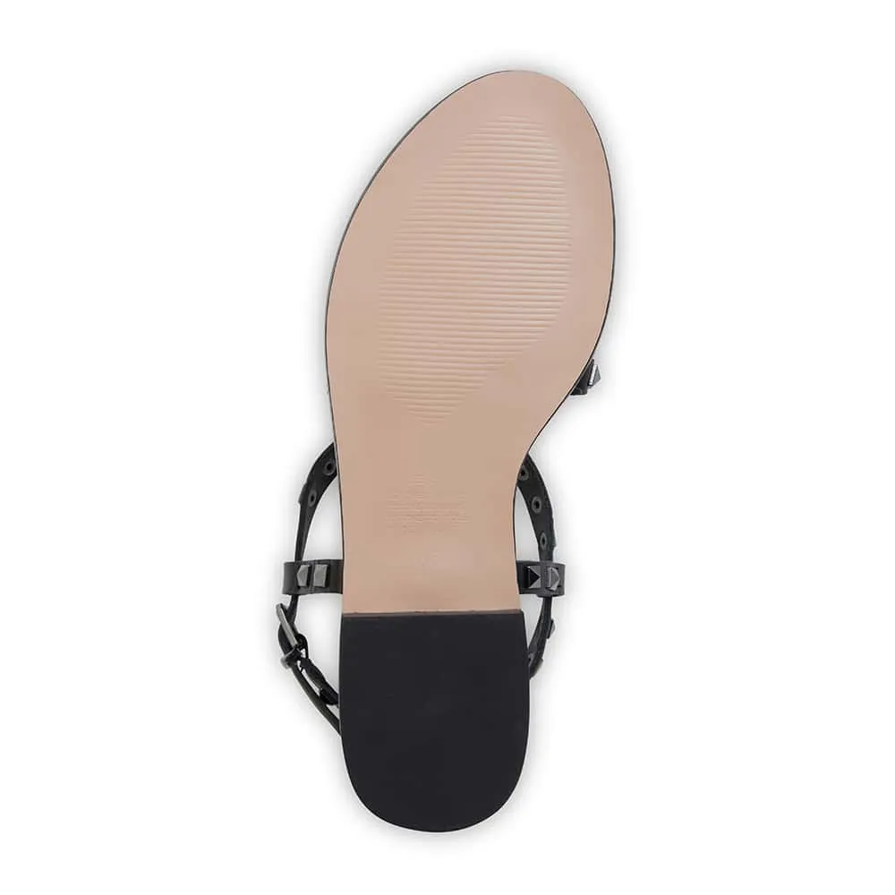 Berry Sandal in Black On Black Leather