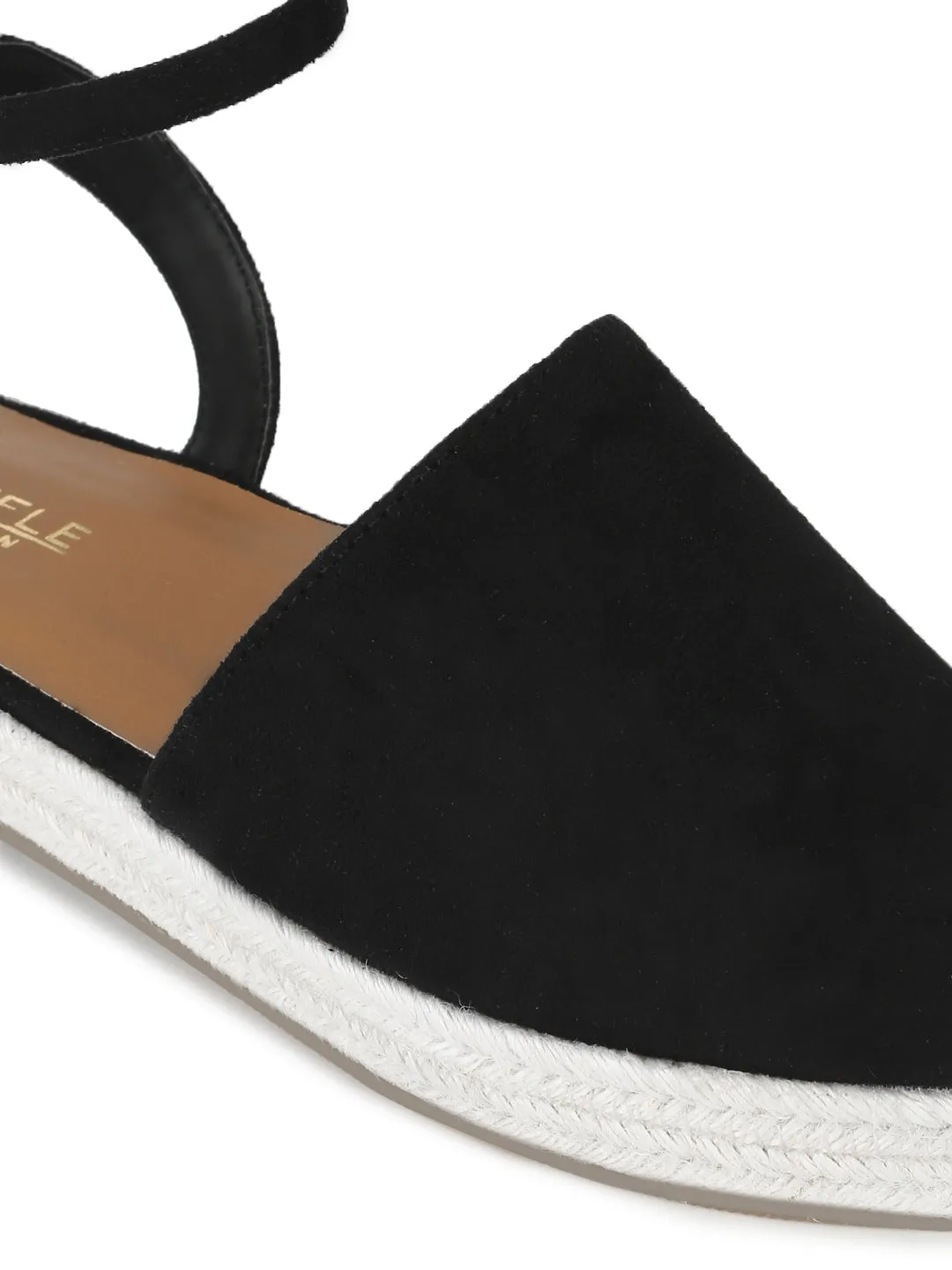 Black Micro Flat Espadrille Sandals