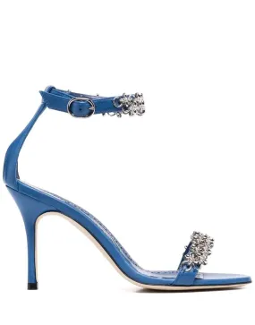 Blue Rekik Leather Chain Ankle-Strap Sandals