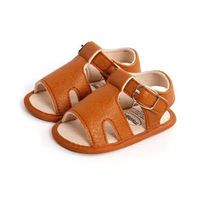 Brown Buckle Up Baby Sandals