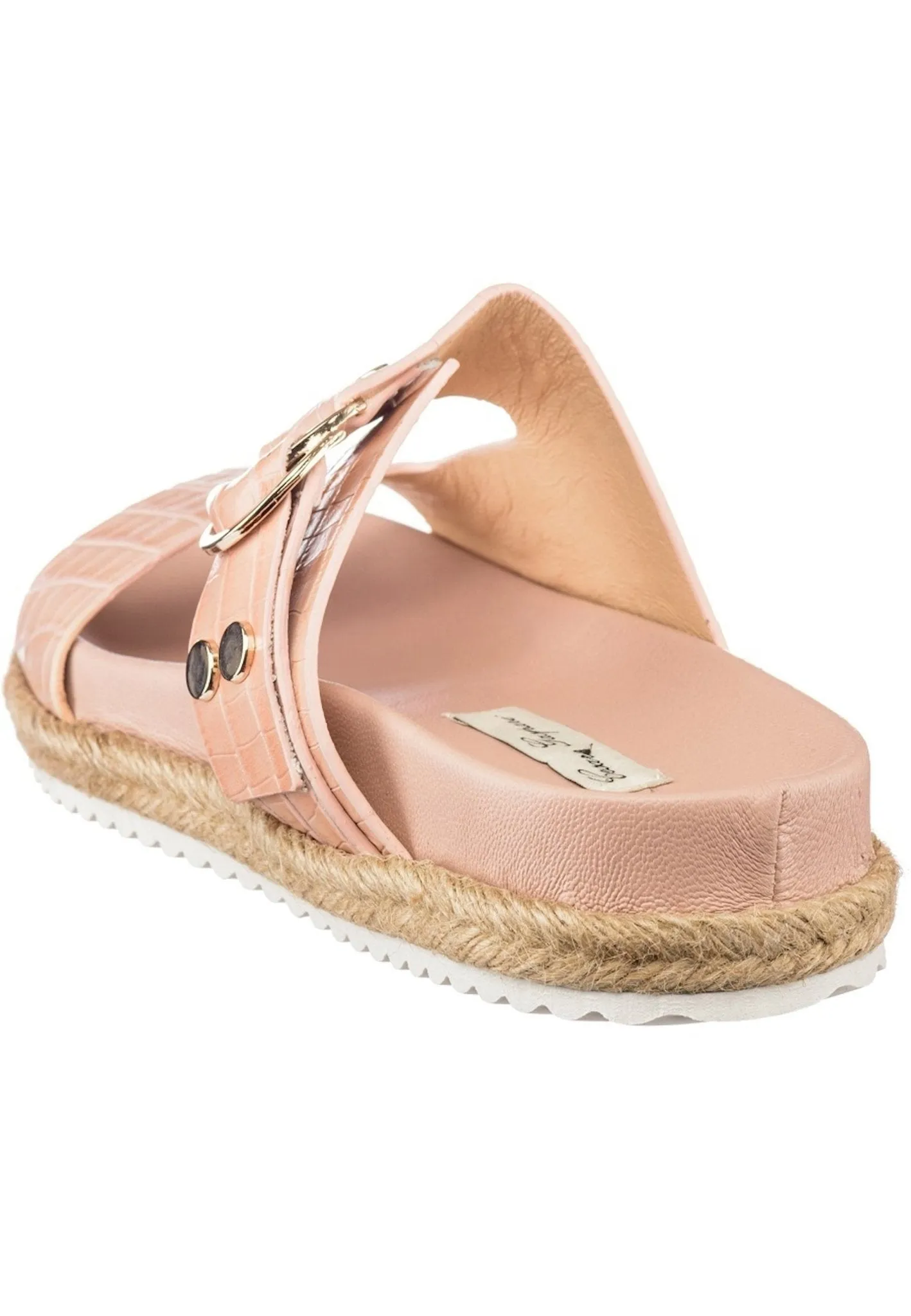 Buckle Strap Slide Sandals - Beige