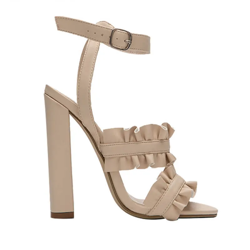 Chunky Heel Open Toe Embellished Sandals