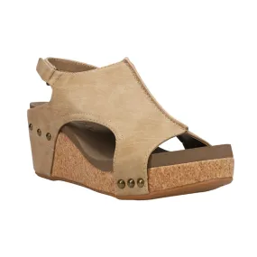 Corkys Women's Carley Wedge Sandal - Taupe Smooth 30-5316