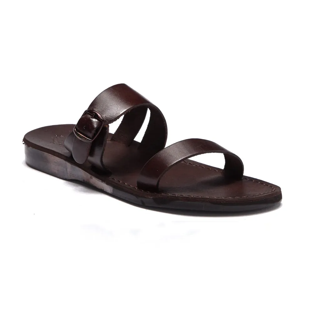 Dan - Leather Two Strap Sandal | Brown