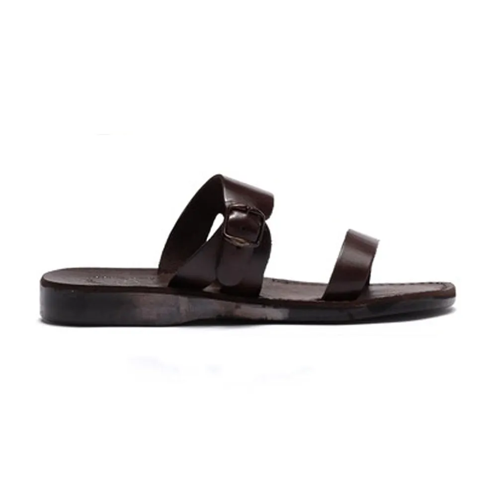 Dan - Leather Two Strap Sandal | Brown