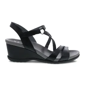 Dansko Addyson Wedge Sandal (Women) - Black Glazed Kid Leather