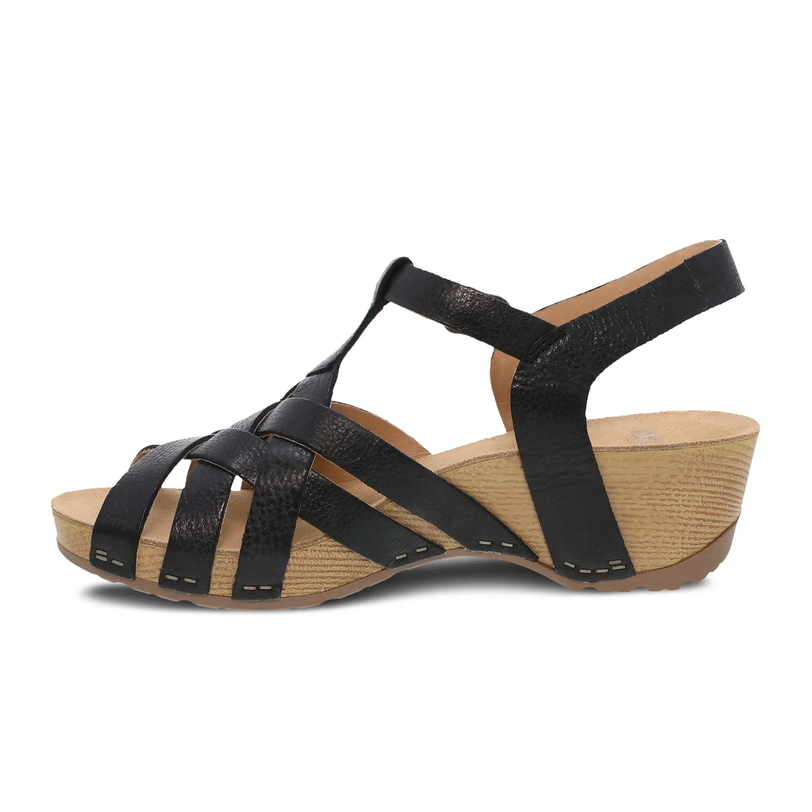 Dansko Tinley Wedge Sandal (Women) - Black Milled Burnished