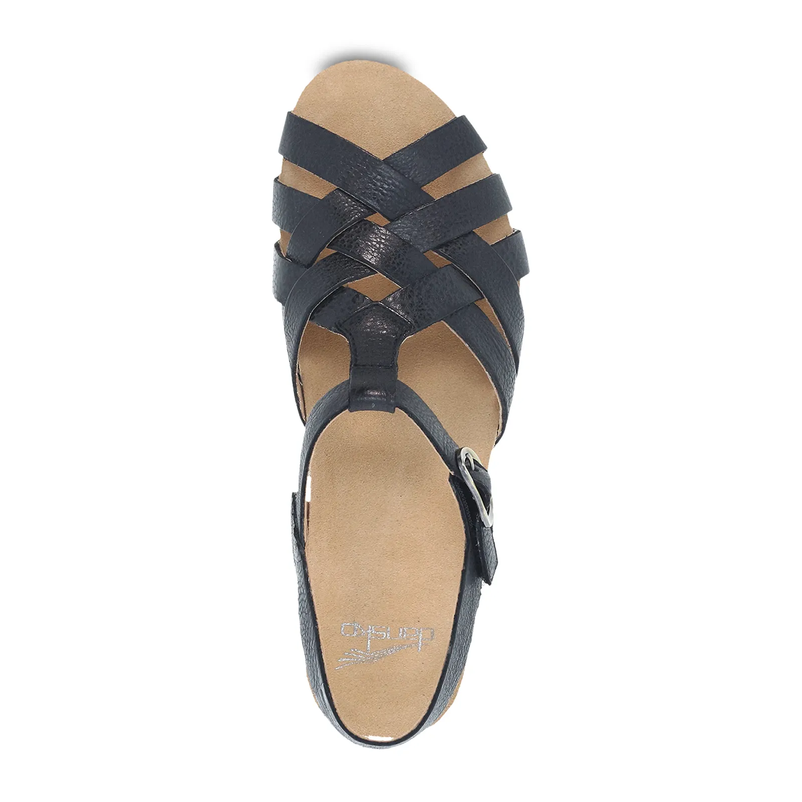 Dansko Tinley Wedge Sandal (Women) - Black Milled Burnished