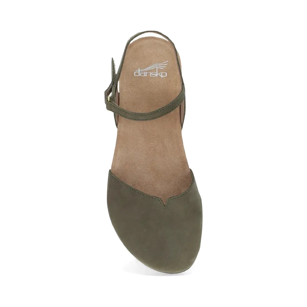 Dansko Women's Rowan Closed Toe Sandal in Ivy Green Nubuck