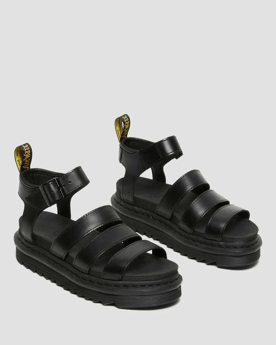 DR MARTENS BLAIRE WOMEN'S BRANDO LEATHER STRAP SANDALS - BLACK BRANDO