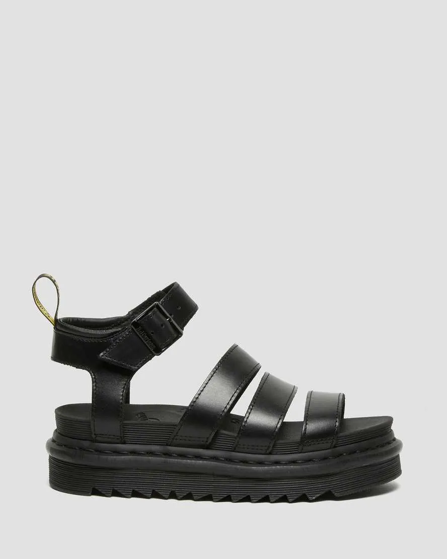 DR MARTENS BLAIRE WOMEN'S BRANDO LEATHER STRAP SANDALS - BLACK BRANDO