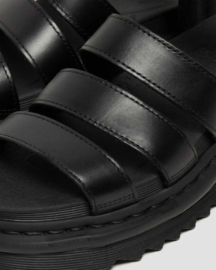 DR MARTENS BLAIRE WOMEN'S BRANDO LEATHER STRAP SANDALS - BLACK BRANDO