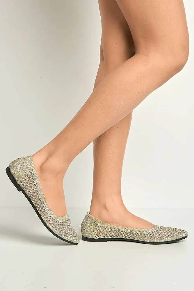 Ellora Pointed Toe Glitter Mesh Slip-On Pumps in Silver