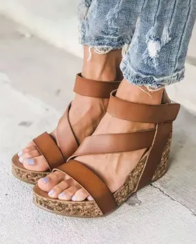 elveswallet Easy Life Velcro Wedge Sandals