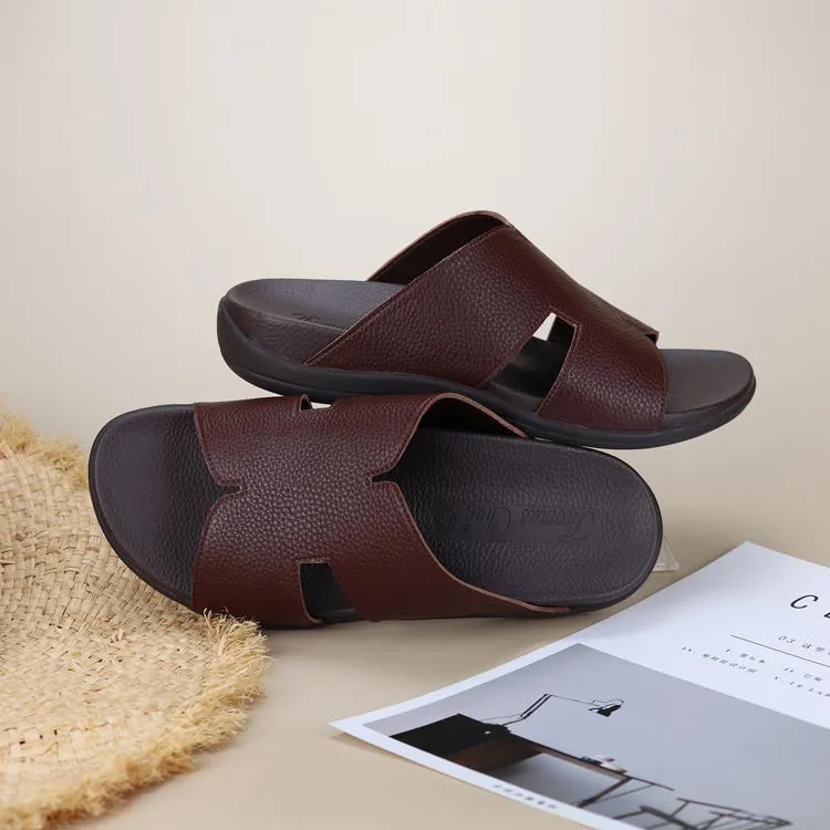 [Extra 20% off at cart] Men Classic H-Strap Leather Sandals