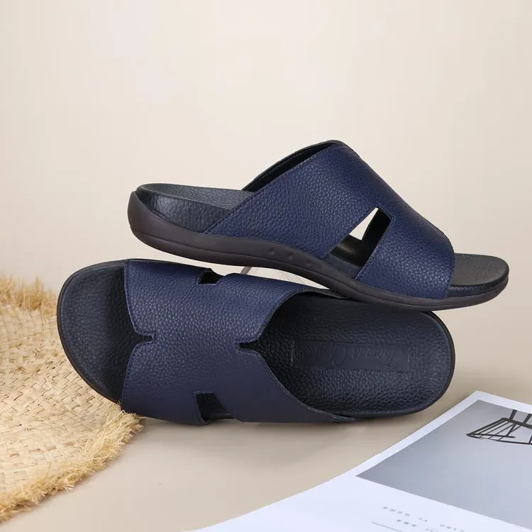 [Extra 20% off at cart] Men Classic H-Strap Leather Sandals