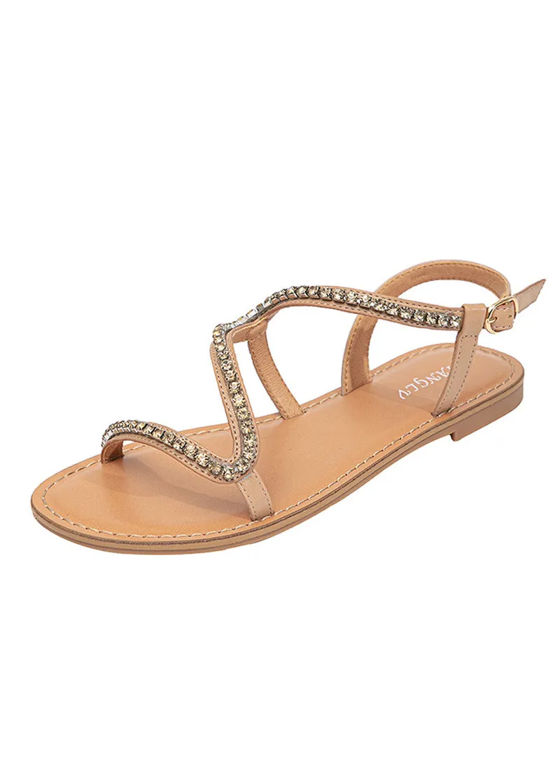 Fashion Retro Diamond Flat-bottomed Roman Sandals