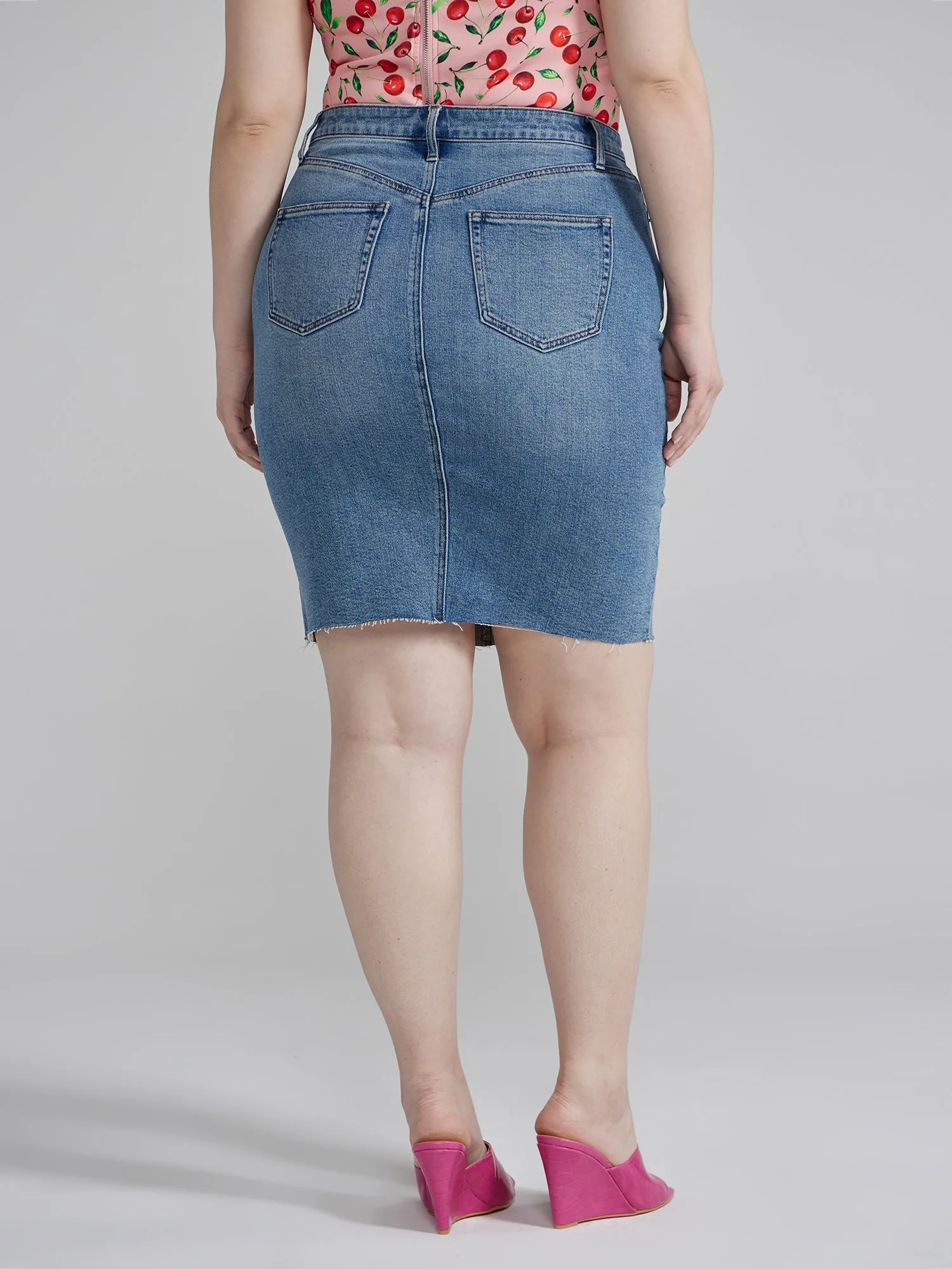 Fashion To Figure - Bria Crossover Waist Denim Skirt