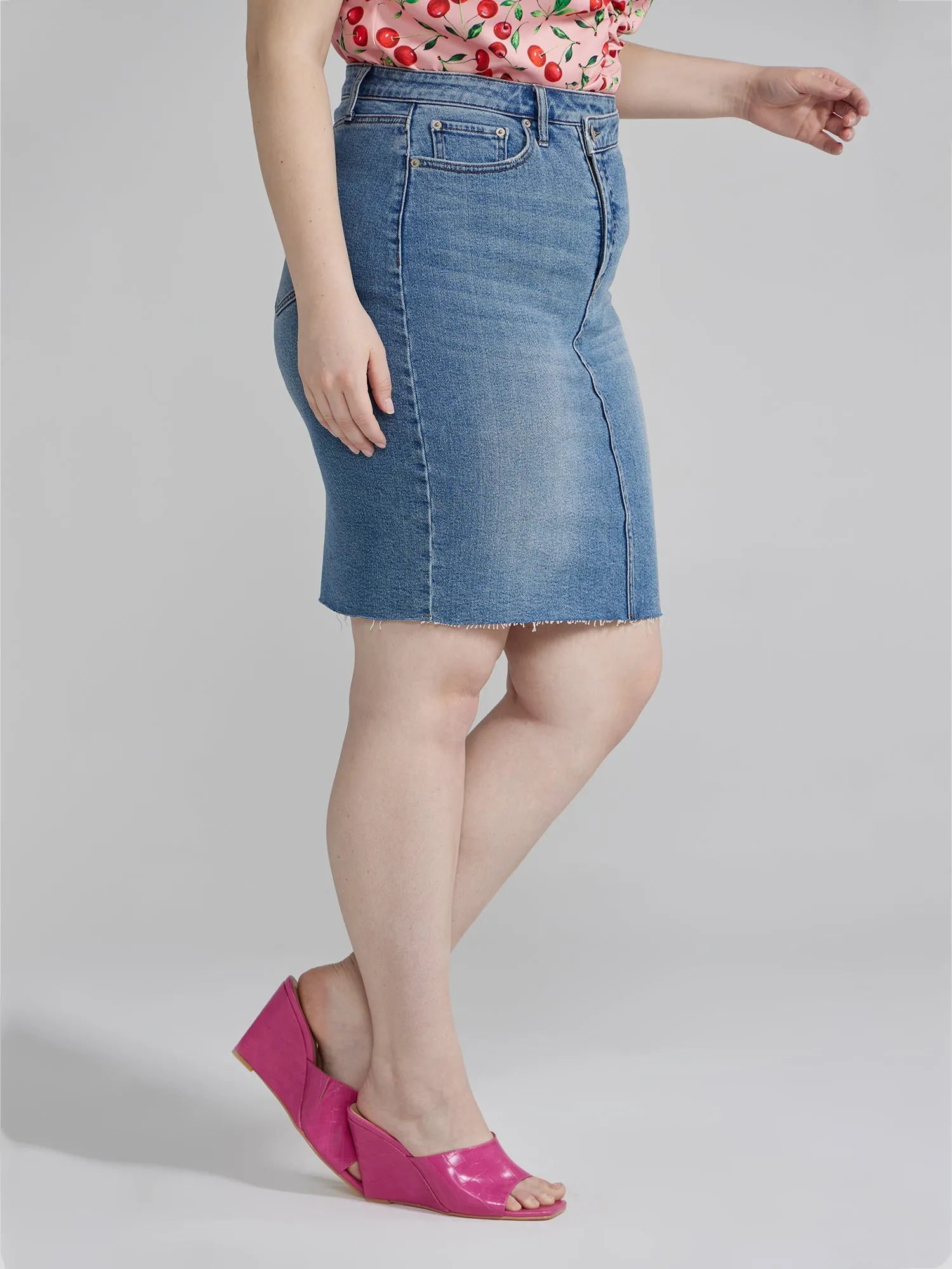 Fashion To Figure - Bria Crossover Waist Denim Skirt