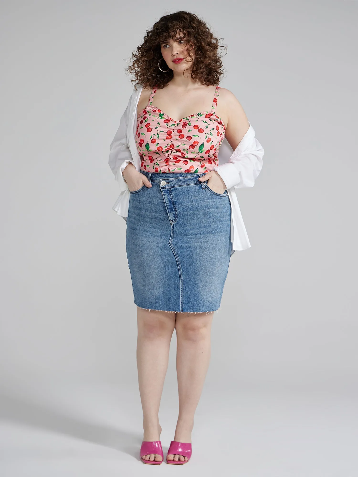 Fashion To Figure - Bria Crossover Waist Denim Skirt