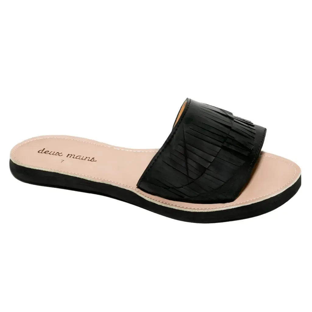 Fringe Embellished Slide Sandal