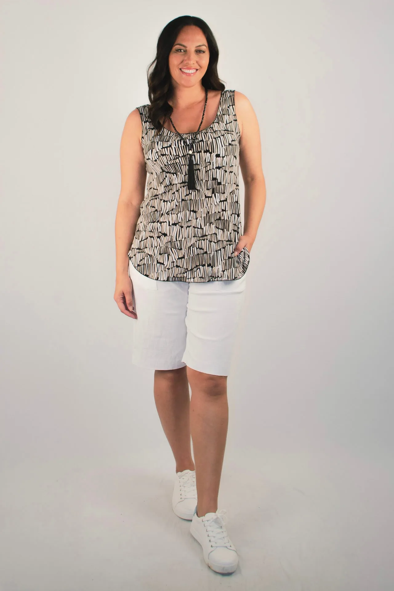 Grid Print Jersey Singlet Top