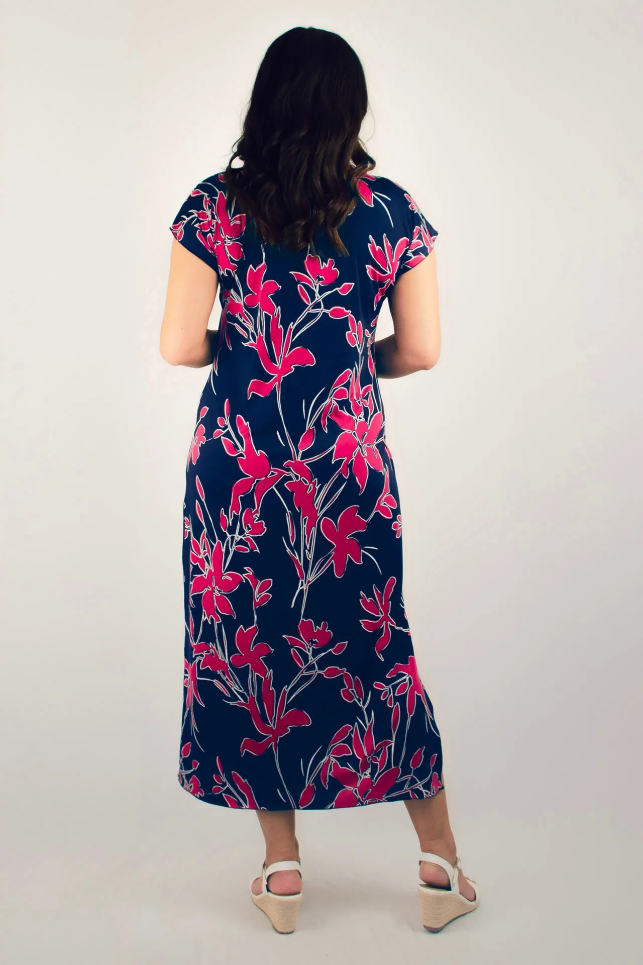 Hot Print Short Sleeve Jersey Maxi Dress