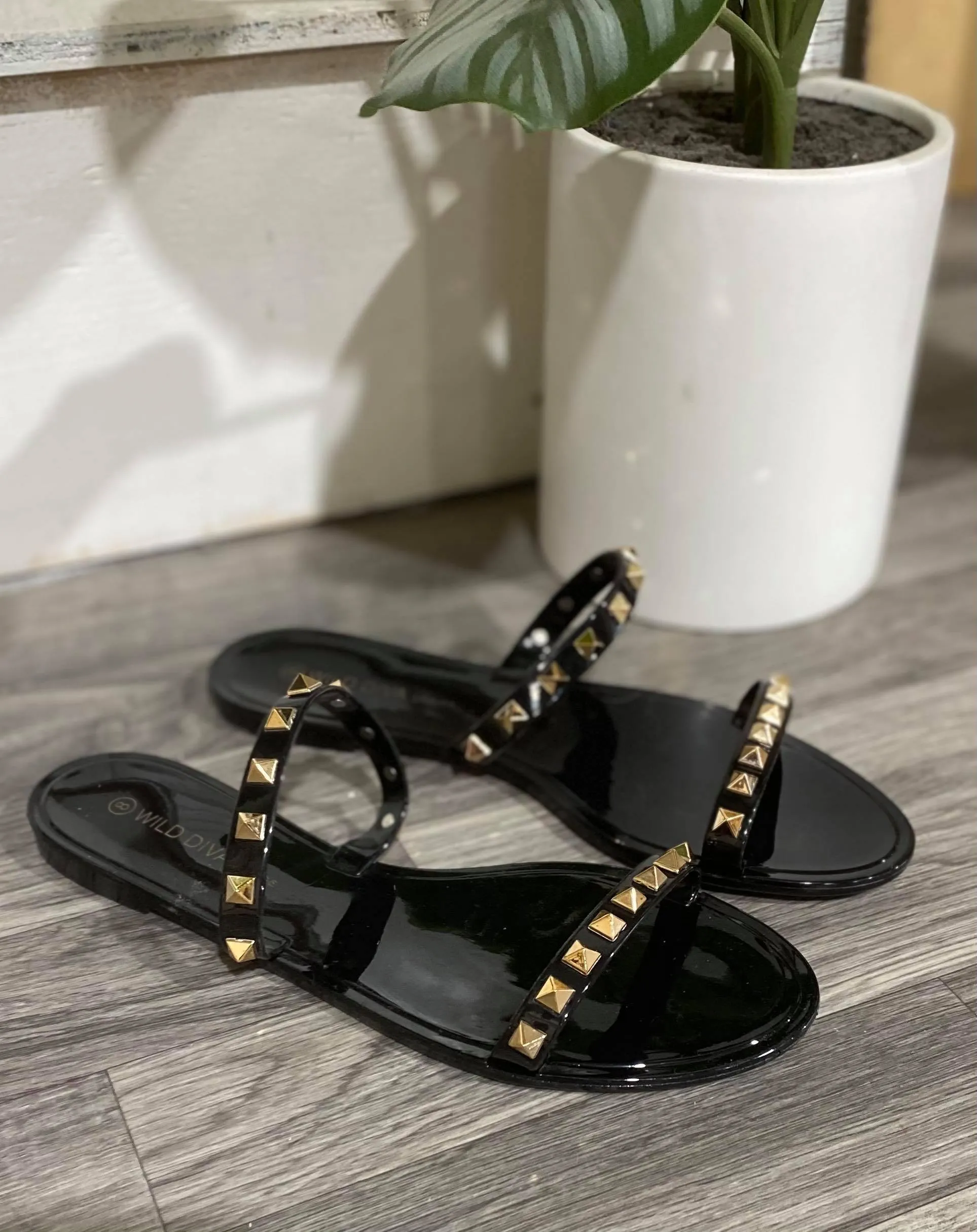 Joanie Black Stud Sandals | FINAL SALE