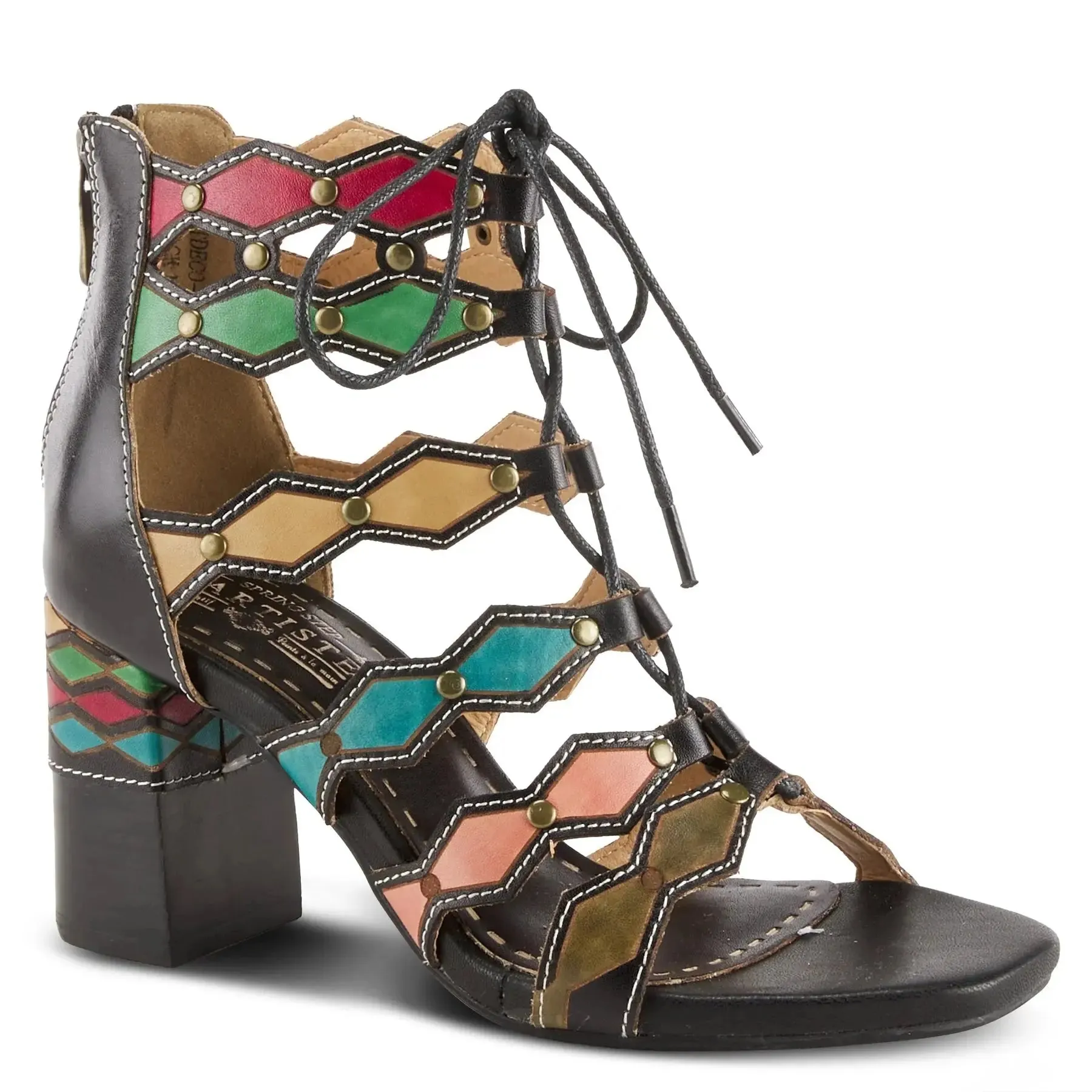 L'ARTISTE ARTDECO SANDALS - BLACK MULTI LEATHER