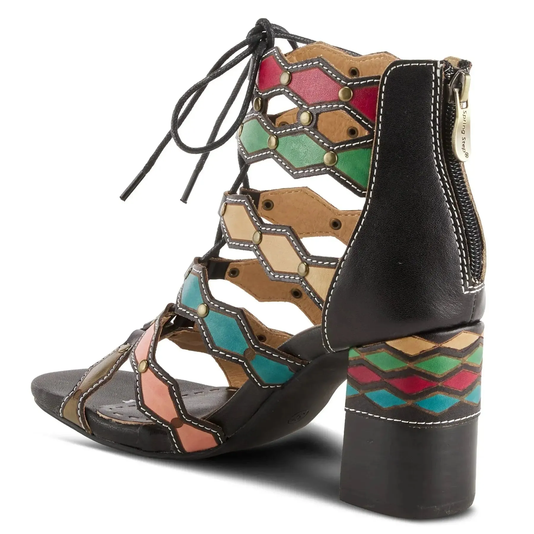 L'ARTISTE ARTDECO SANDALS - BLACK MULTI LEATHER