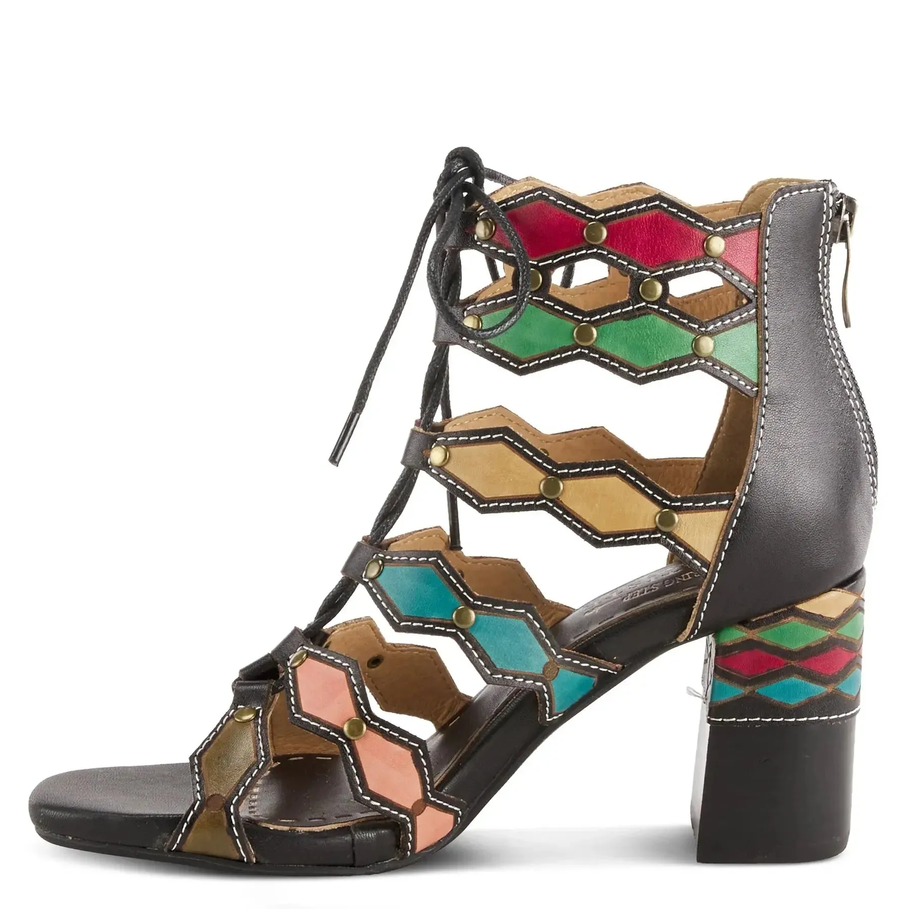 L'ARTISTE ARTDECO SANDALS - BLACK MULTI LEATHER