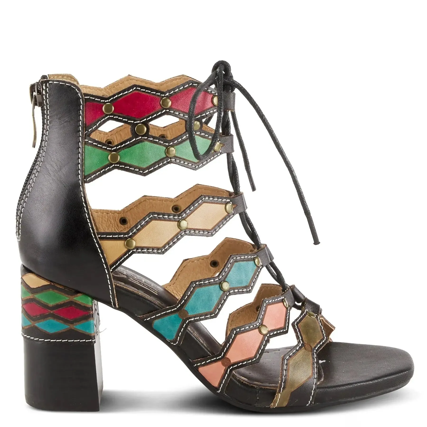 L'ARTISTE ARTDECO SANDALS - BLACK MULTI LEATHER