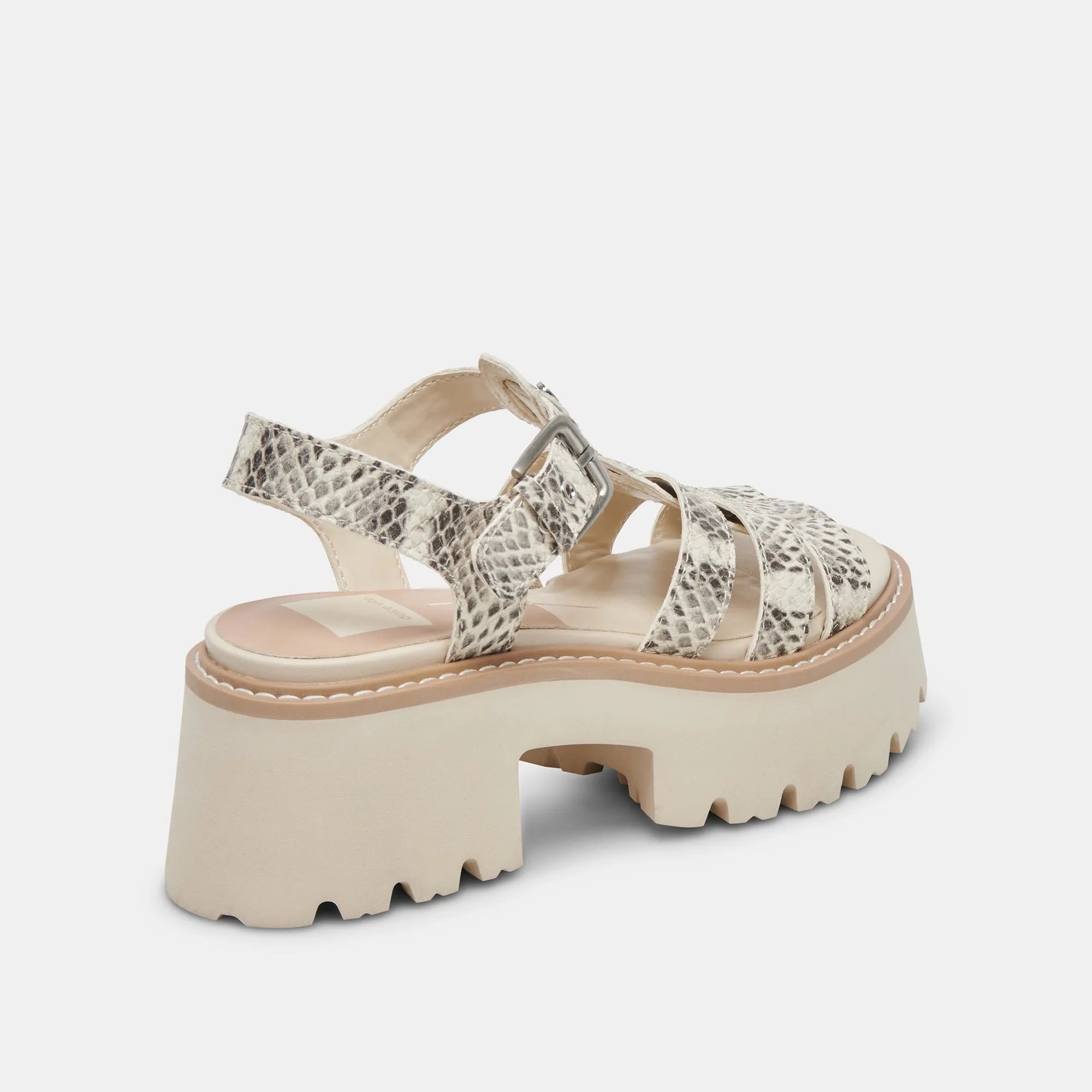 LATICE SANDALS GREY WHITE EMBOSSED LEATHER