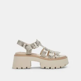 LATICE SANDALS GREY WHITE EMBOSSED LEATHER