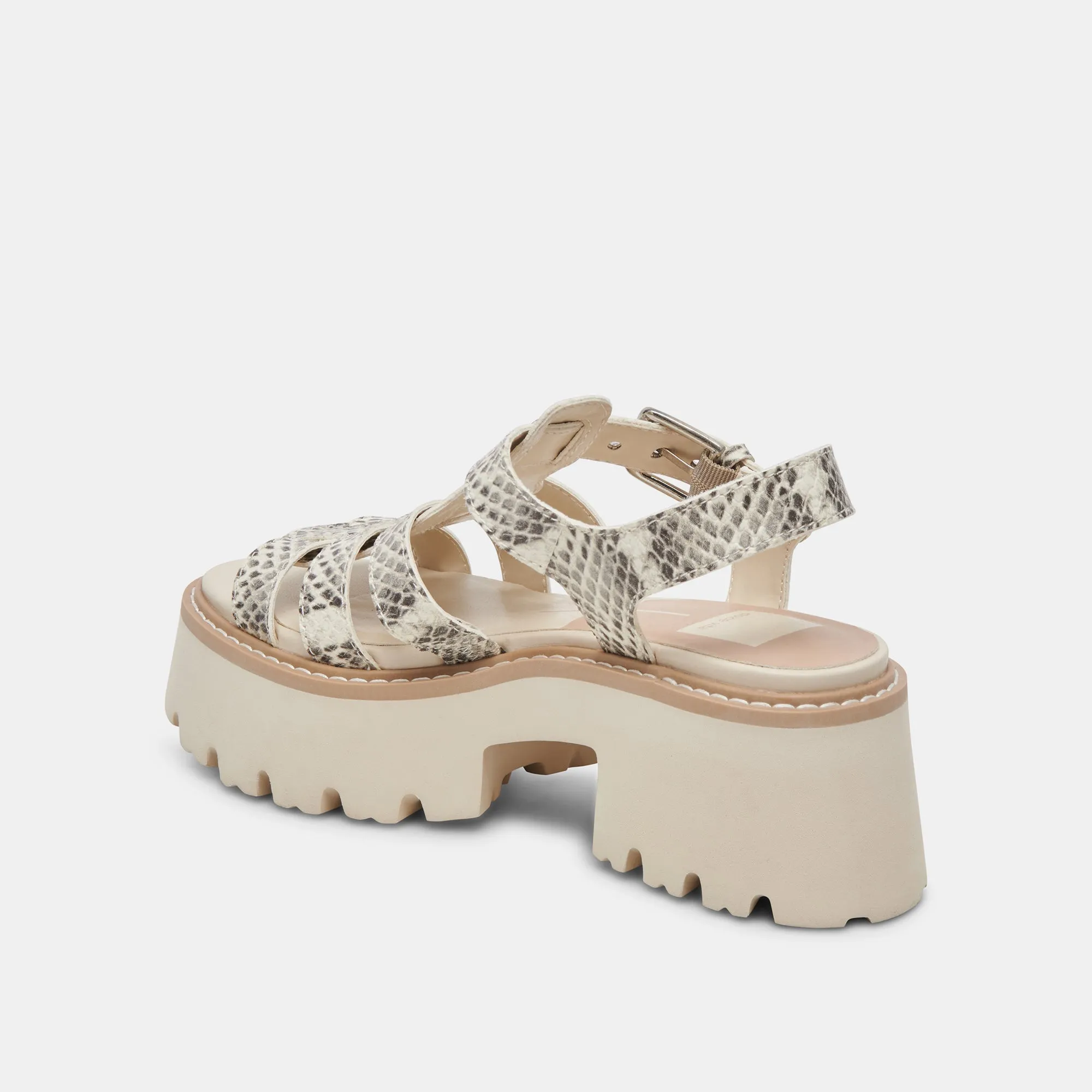 LATICE SANDALS GREY WHITE EMBOSSED LEATHER