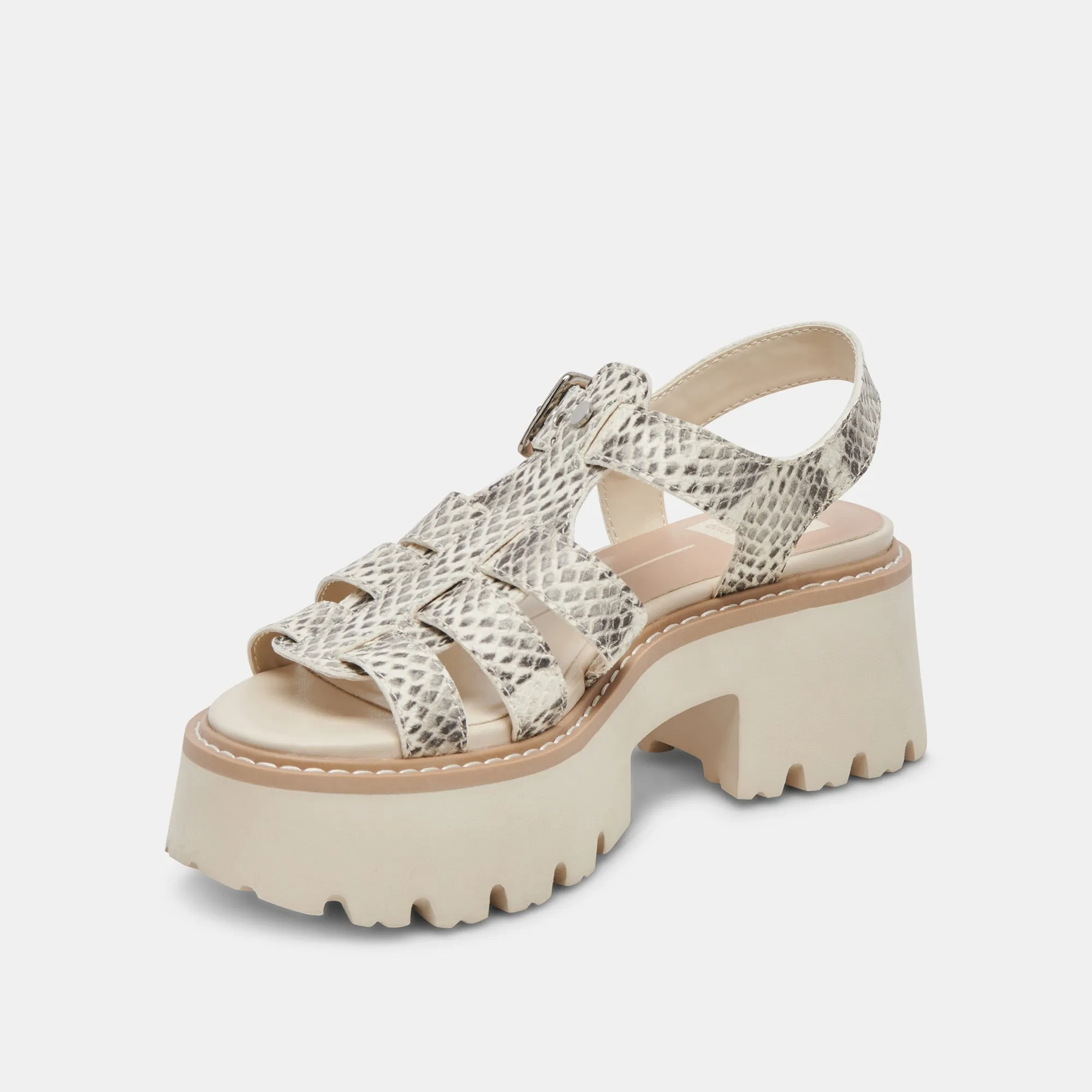 LATICE SANDALS GREY WHITE EMBOSSED LEATHER