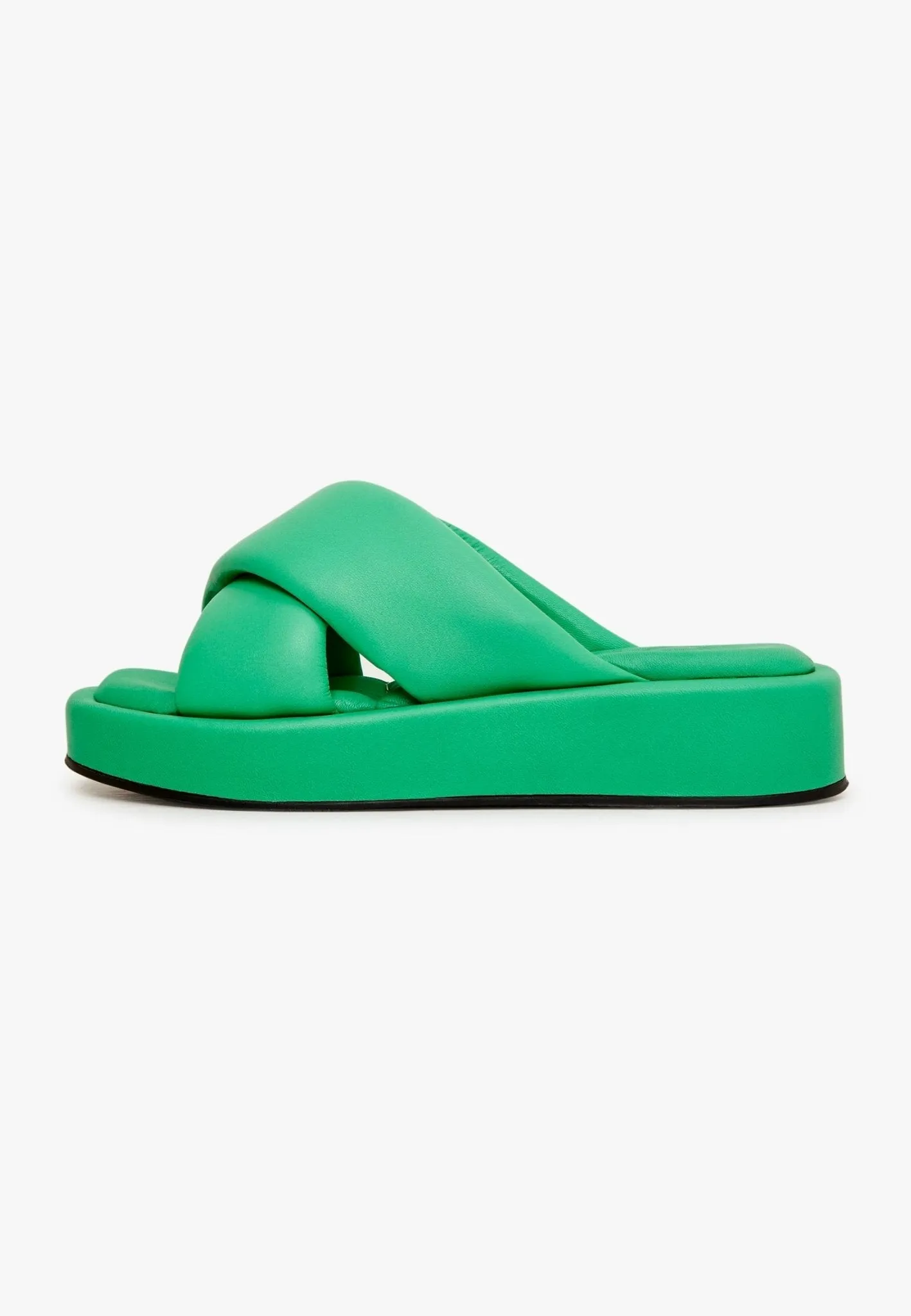 Leather Platform Mule - Green