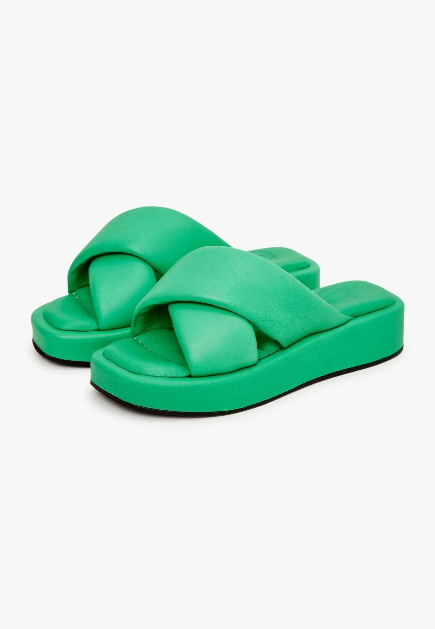 Leather Platform Mule - Green