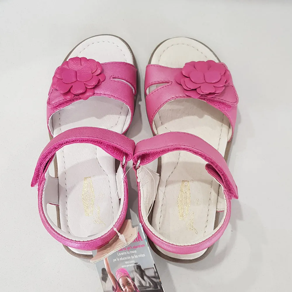 Lela Leo Girls Pink Leather Sandal