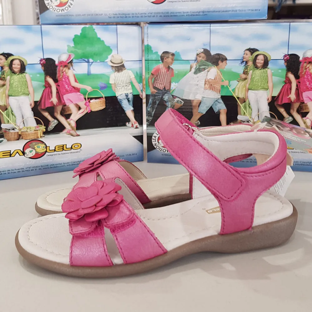 Lela Leo Girls Pink Leather Sandal