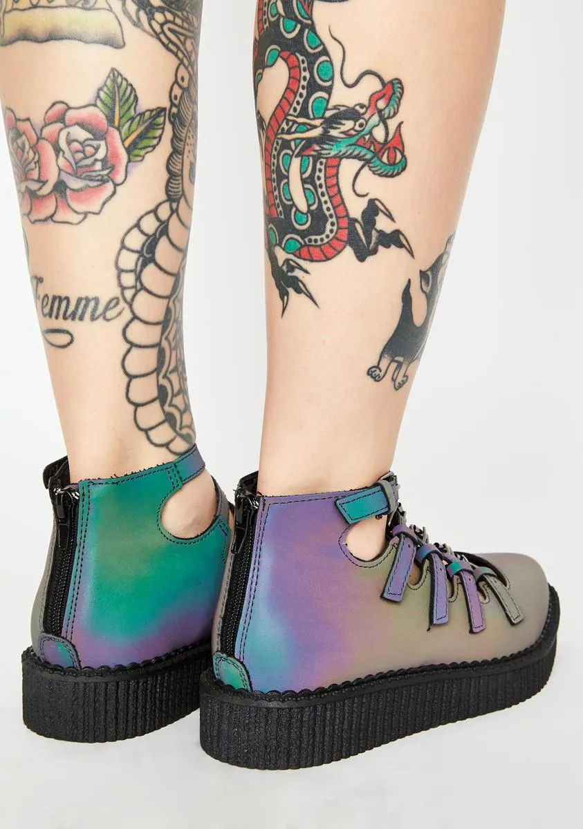 Midnight Chameleon Reflective Mary Jane Creepers