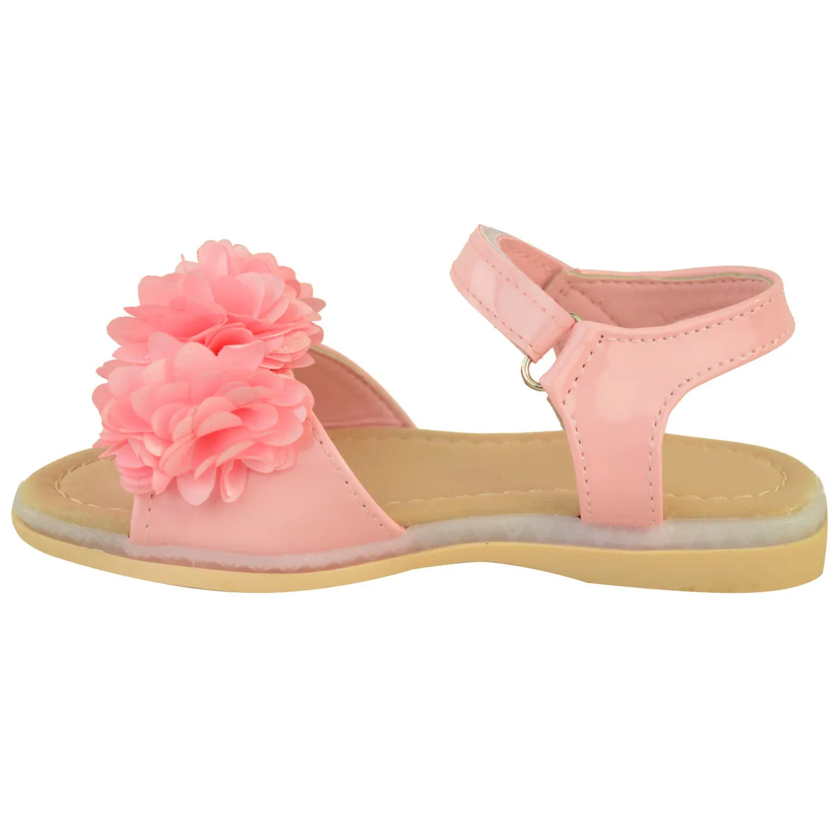 MIFFY KIDS FLATFORM LED LIGHT UP SANDALS WITH FASTENING STRAP IN PINK PATENT FAUX LEATHER