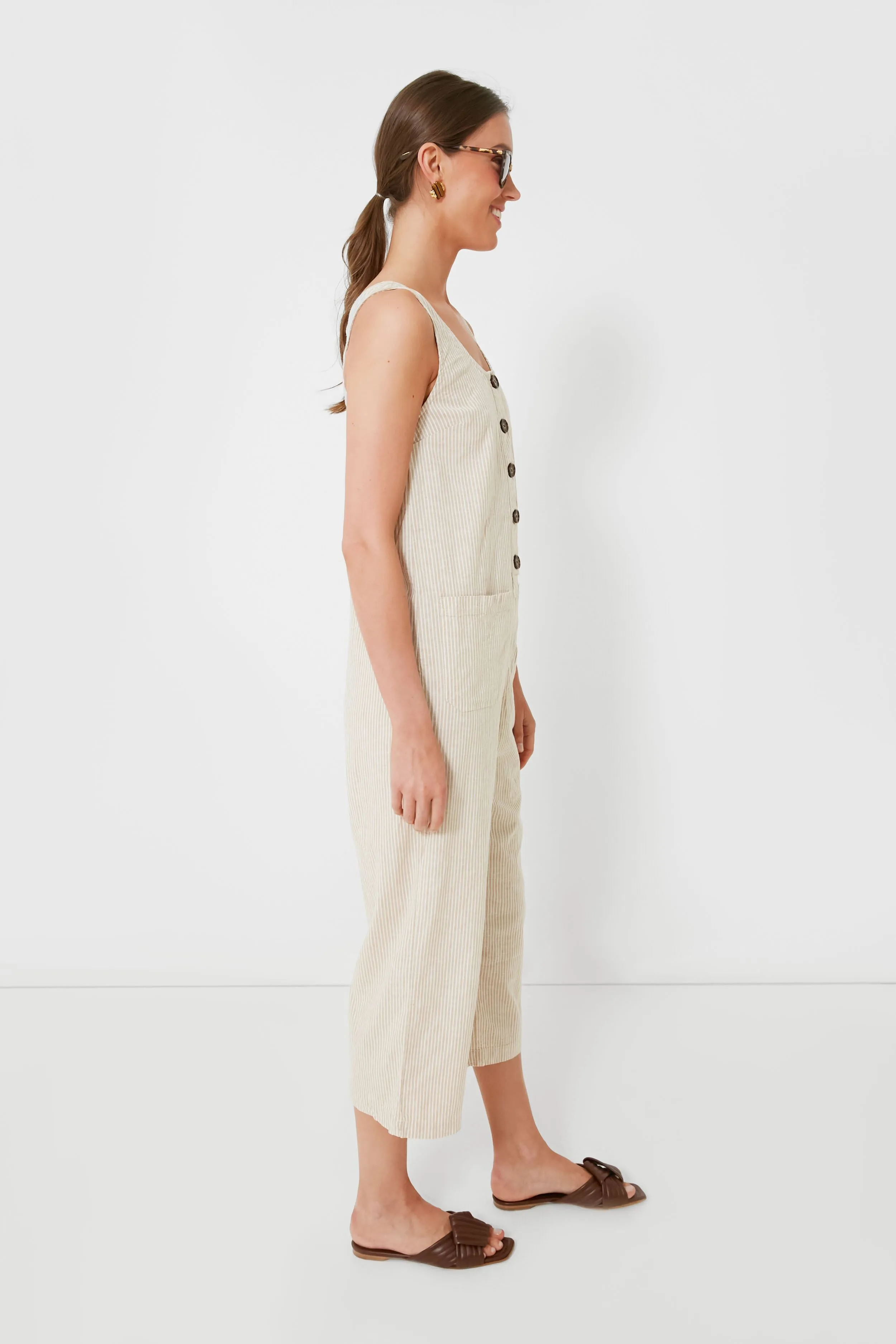 Natural Stripe Sydney Beach Jumpsuit