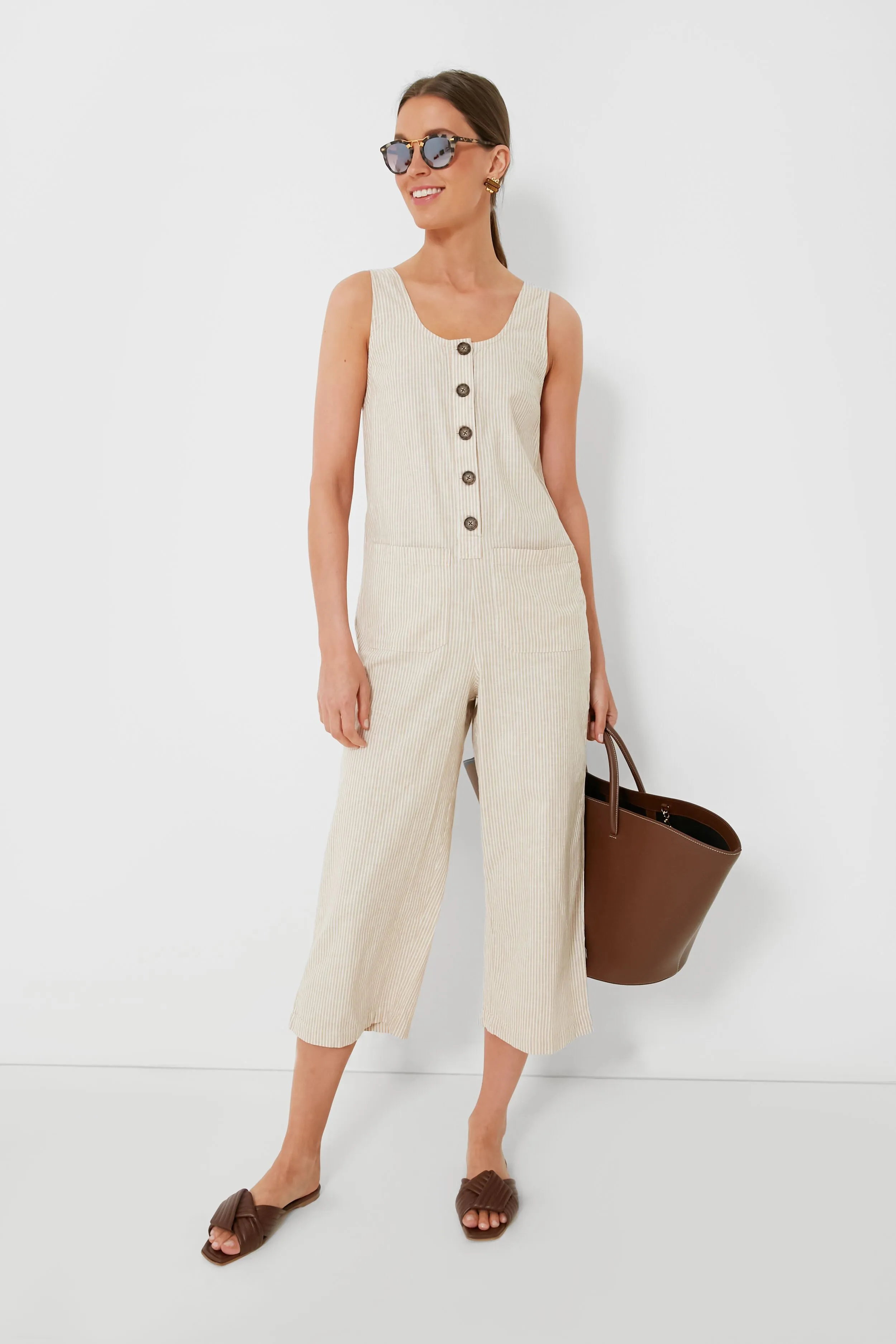 Natural Stripe Sydney Beach Jumpsuit