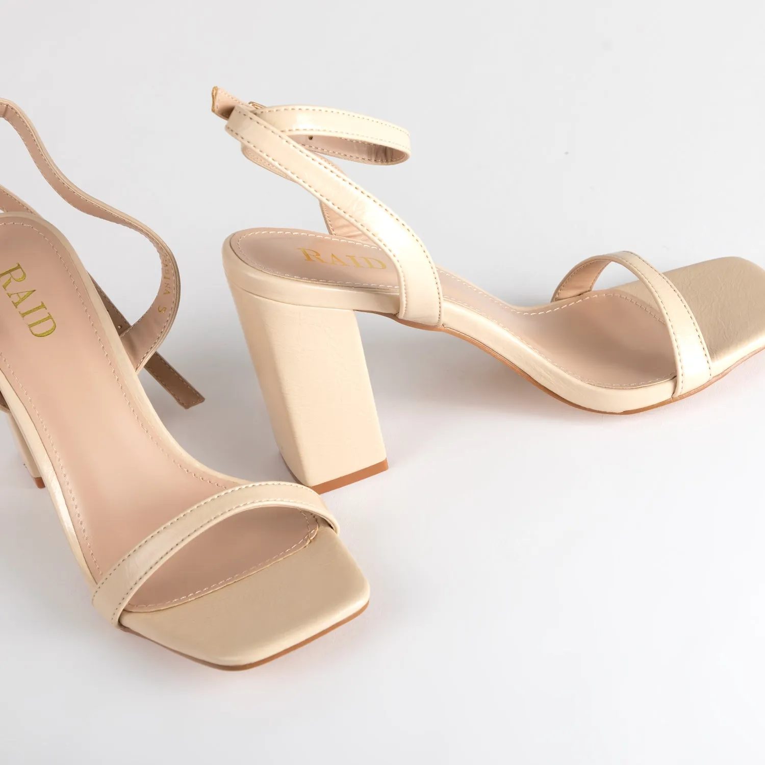 RAID Sabina Block Heeled Sandal in Nude