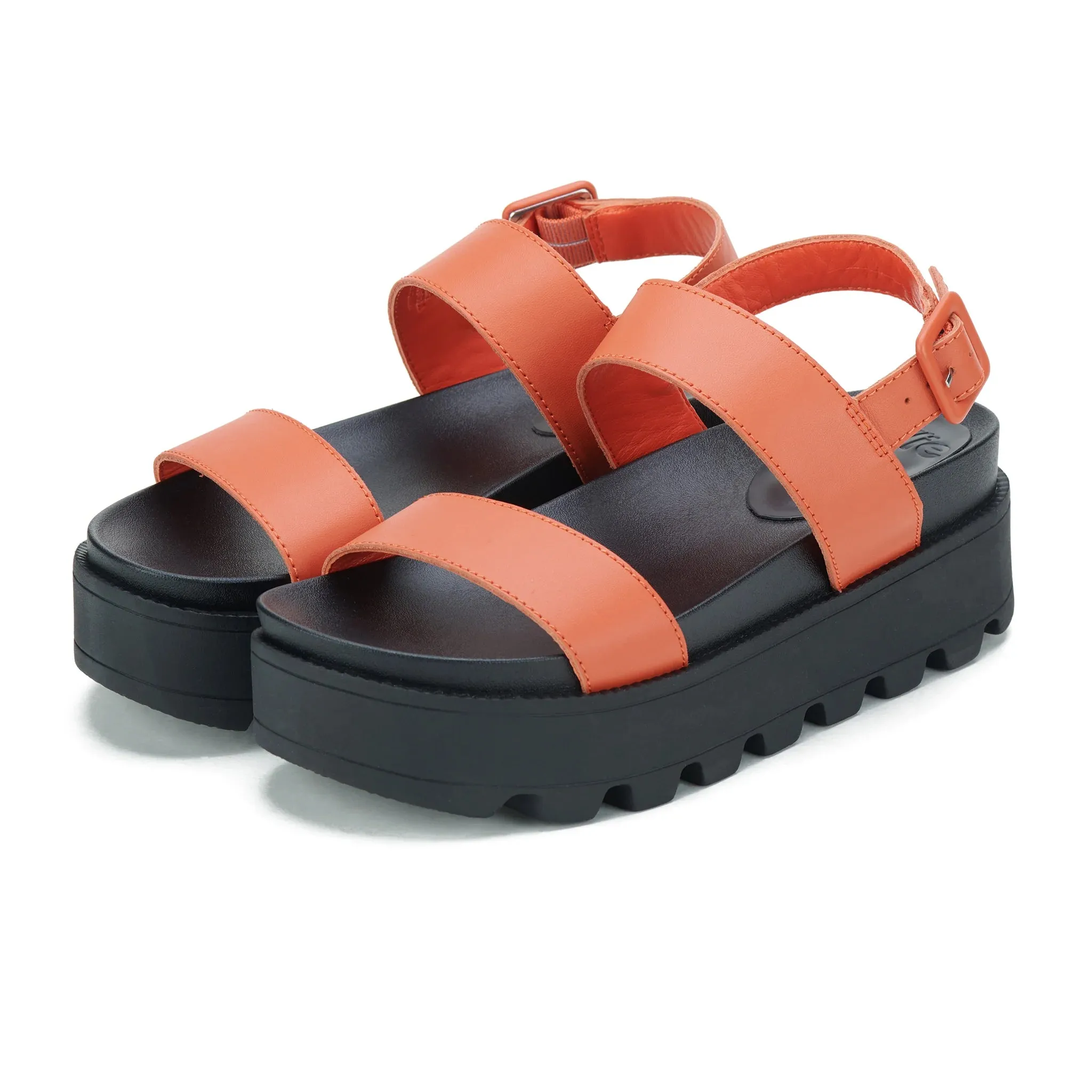 Rollie Zeze Wedge Strap Sandal - Tangerine/Black