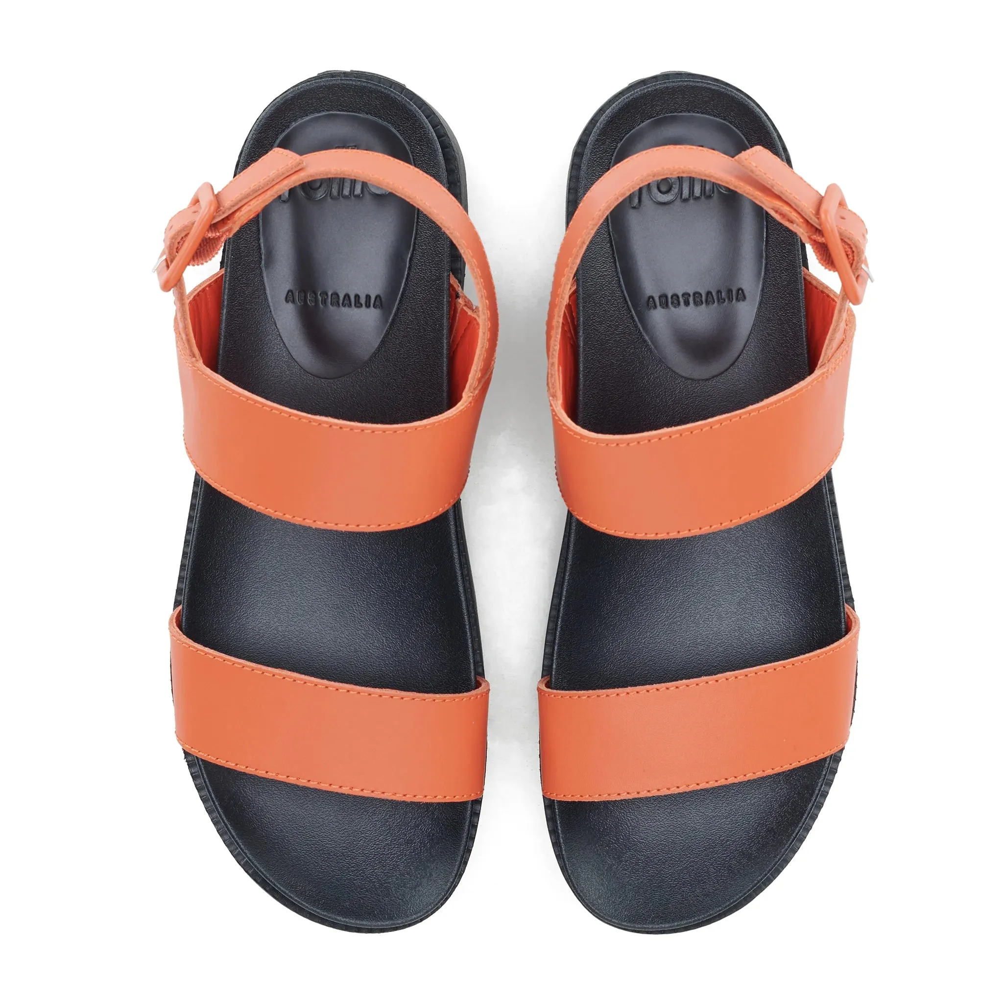 Rollie Zeze Wedge Strap Sandal - Tangerine/Black