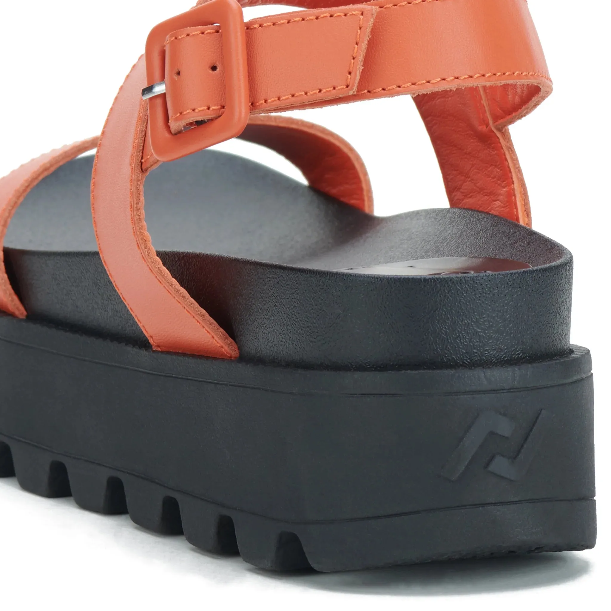 Rollie Zeze Wedge Strap Sandal - Tangerine/Black